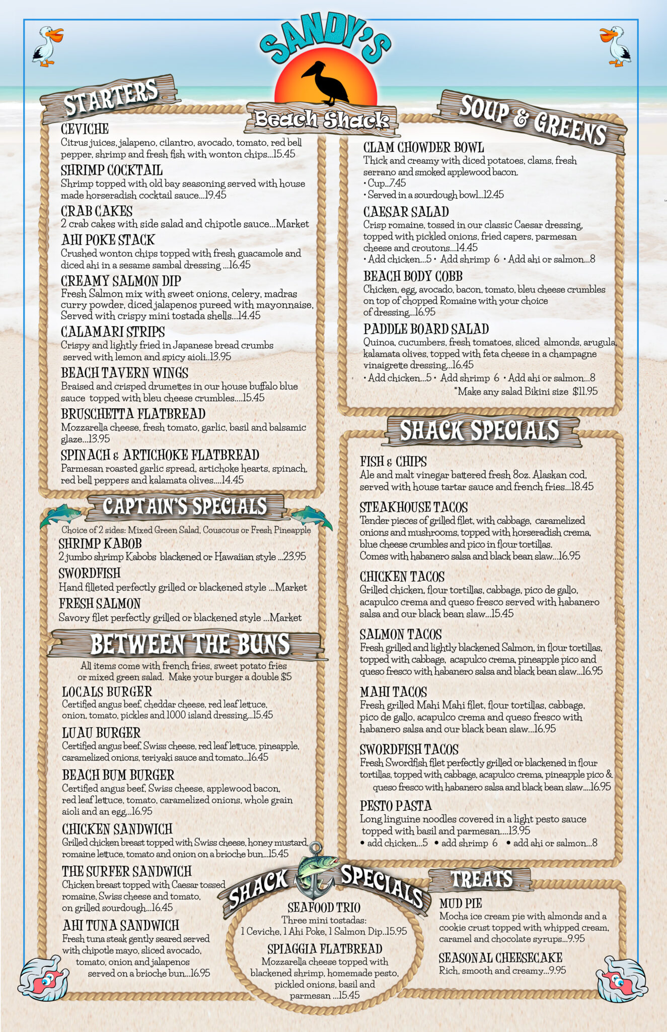 Menus – Sandys Beach Shack